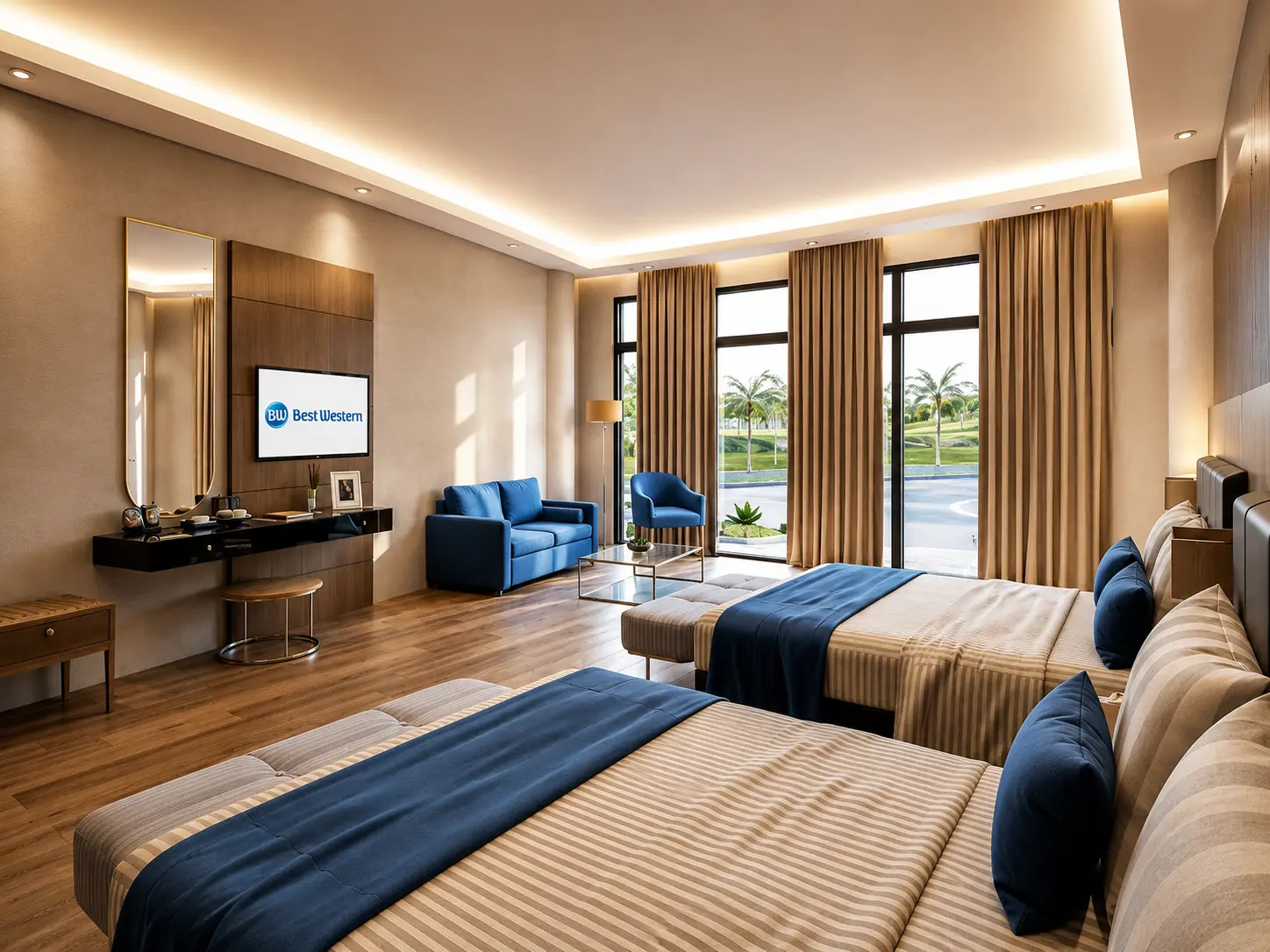 Hotel Bedroom 3D Render